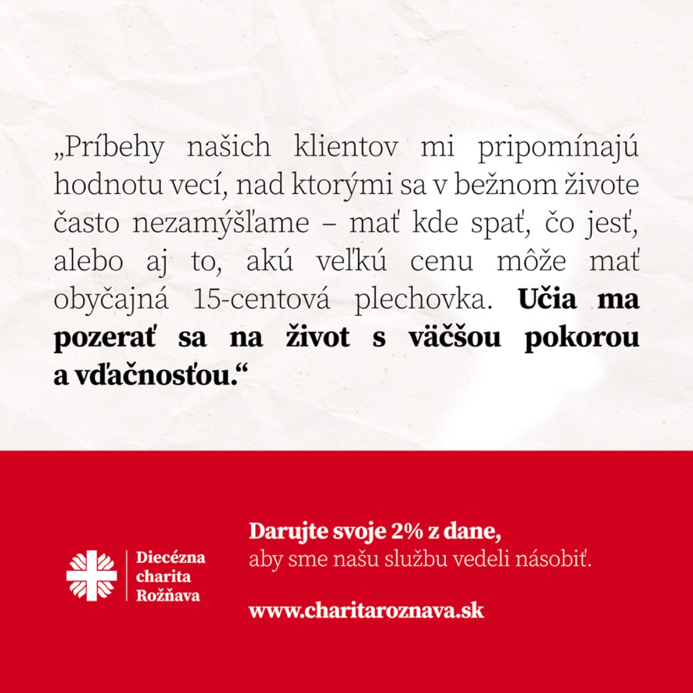 Kampaň 2 % a sociálne siete — ukážka